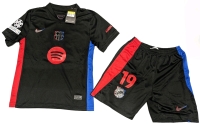 New Size 26 Kids Barcelona Away #19 Lamine Yamal Soccer Jersey Top & Shorts Set