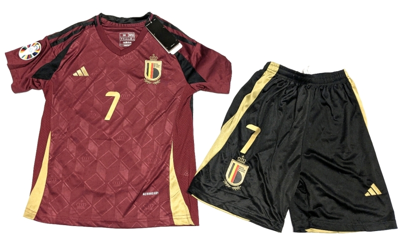 Size 24 Kids Debruyne #7 Belgium Home Soccer Jersey Top & Shirts Set