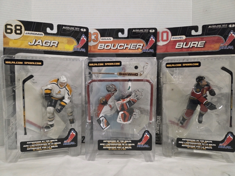 3 Vintage | Year 2000 McFarlane Sportspicks NHL Figurines | Jaromir Jagr, Brian Boucher & Pavel Bure