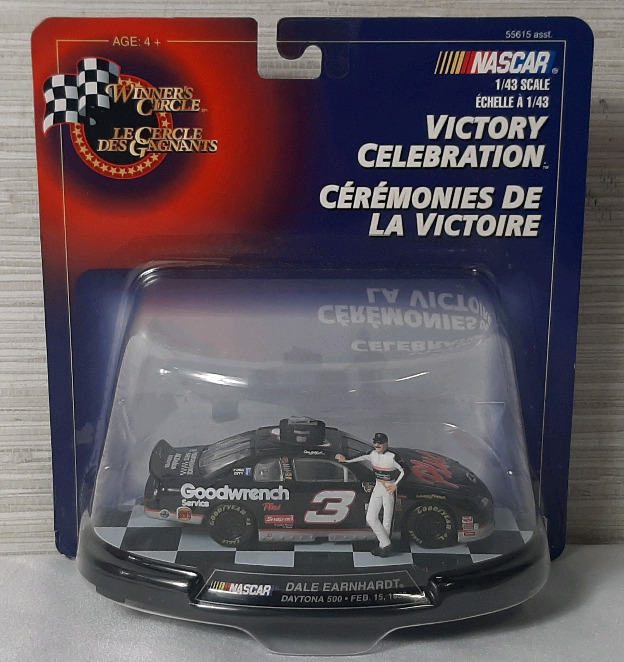 1998 Winner's Circle Nascar 1/43 Scale Victory Celebration Dale Earnhardt Daytona 500 Die Cast Model and Figure | Model is 4" Long and 1&frac12;" Tall