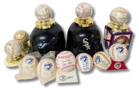 11 Vintage Display Souvenir Reproduction Signed MLB Baseballs : Toronto Blue Jays & 2 Hard Plastic Non-Protective Helmets (Blue Jays & White Sox)