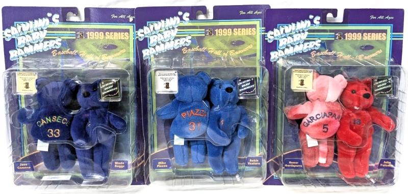 3 Vintage 1999 Salvino's 6" Baby Bammers Baseball Hall of Bammers Bear Duos (See Description)