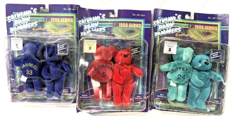 3 Vintage 1999 Salvino's 6" Baby Bammers Baseball Hall of Bammers Bear Duos (See Description)
