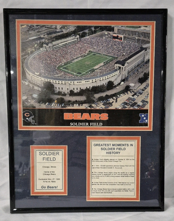 CHICAGO BEARS SOLDIER FIELD History Framed Memoribilia - 11 by 14"