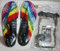 3 New Sized 42/43 Ladies Water Shoes & Size 8" Universal Waterproof Phonecase