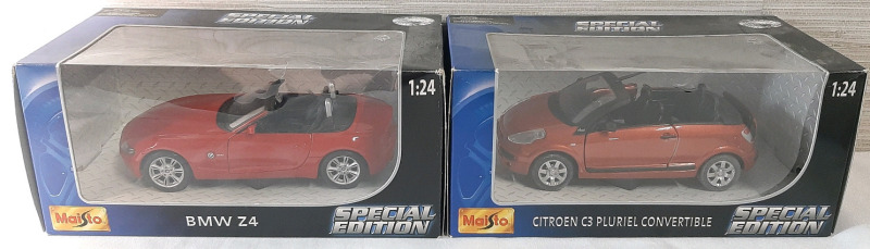 2 Maisto Special Edition Metal Die Cast Model Cars | Includes BMW Z4 & Citroen C3 Pluriel Convertible | Models are Roughly 5&frac12;" Long, 2" Tall