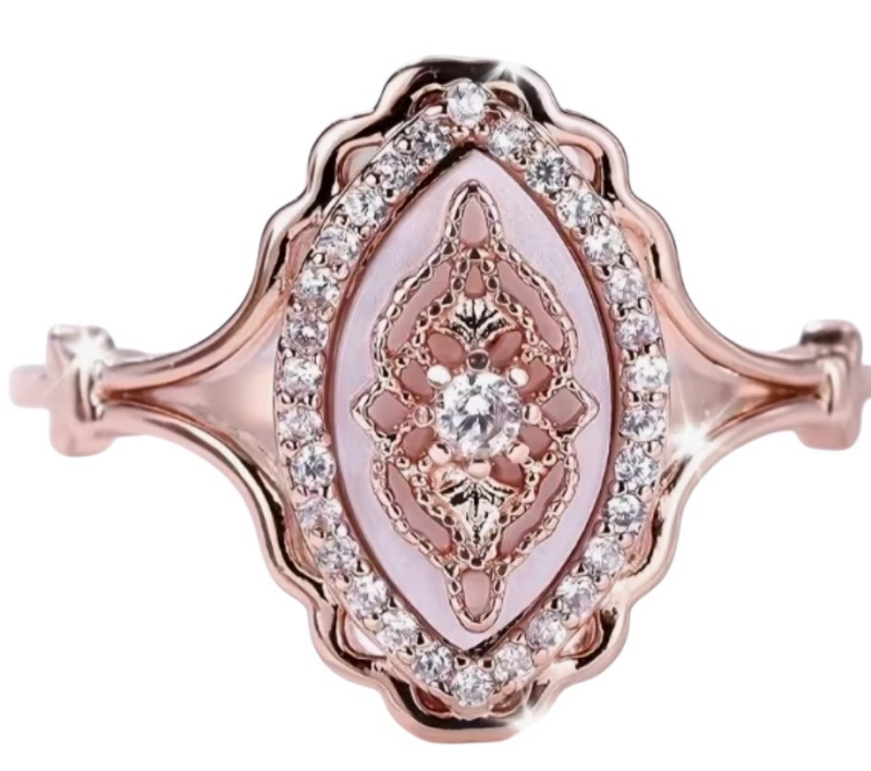 So Pretty Floral Lace Ring with Pink Gemstones with Sparkling Cubic Zirconia Accents Size 8.5