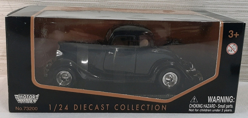 2004 Motor Max 1934 Ford Coupe Convertible 1/24 Diecast Model Car | Model Measures Roughly 7" Long, 2&frac12;" Tall