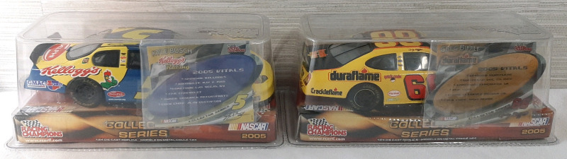 2 2005 Racing Champions Collector Series Nascar 1/24 Scale Die Cast Models | Includes #5 Kyle Busch & #66 Greg Biffle | Models Measure Roughly 7&frac12;" Long, 2&frac12;" Tall