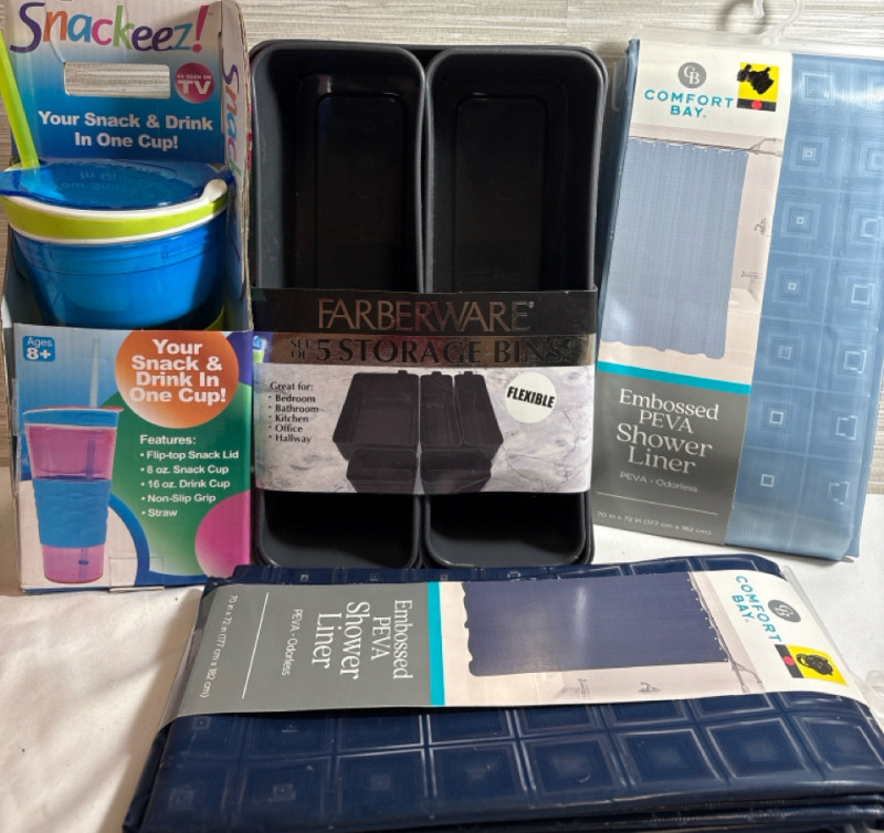 4 New Assorted lot includes Shower Liners & more