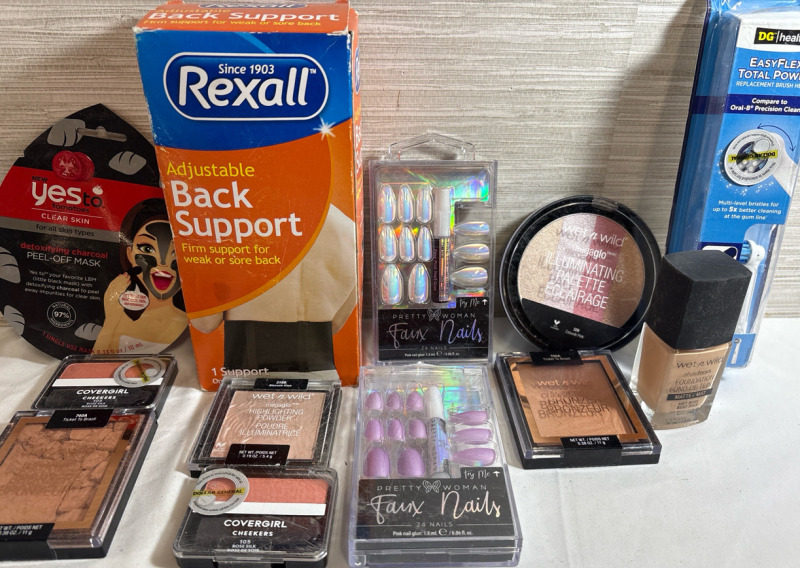 12 New Assorted Lot of Makeup, Back support & more| Best before : Not found