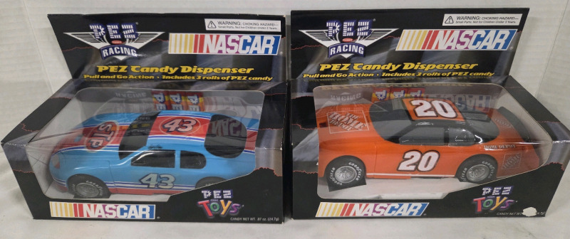 2 Vintage PEZ TOYS | NASCAR Candy Despensers | Measures 8" x 6" x 4"