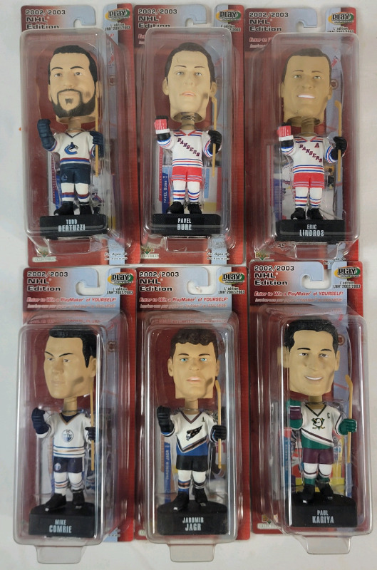 Six (6) 2003 UD NHL Hockey Player 6.5" Bobbleheads in Original Package
