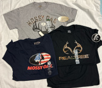 3 New M Sized Mens Mossy Oak & RealTree T-Shirts