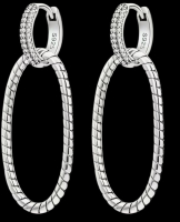 925 Sterling Silver Unique Geometric Twisted Oval 2 Drop Design Hoop Earrings Stamped Appropriately 1.75 inch