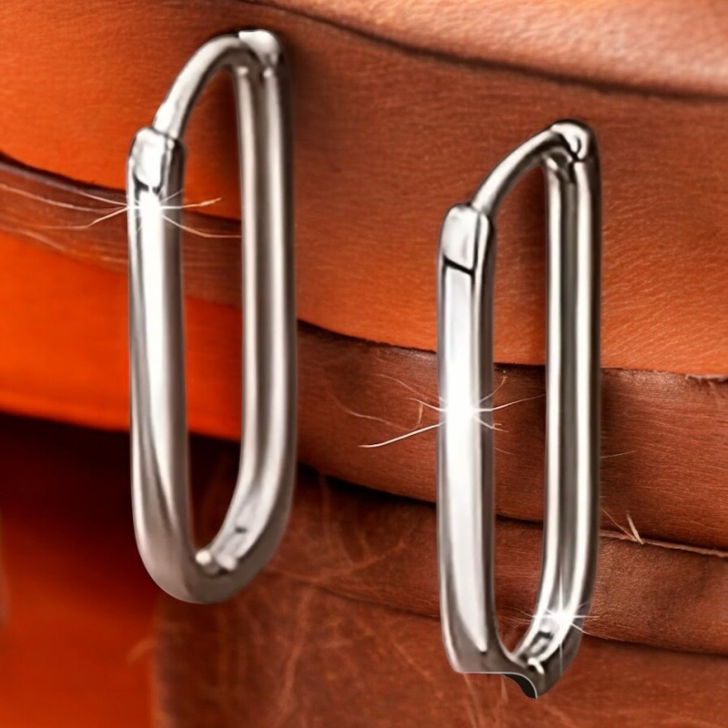 Classic 925 Sterling Silver Hoop Earring Chic Geometric Circle Design Approximately .70 inch drop Snap in levers unmarked