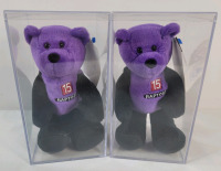 Two (2) 1998 Toronto Raptors Vince Carter Limited Treasures Pro Bear Beanie in Case