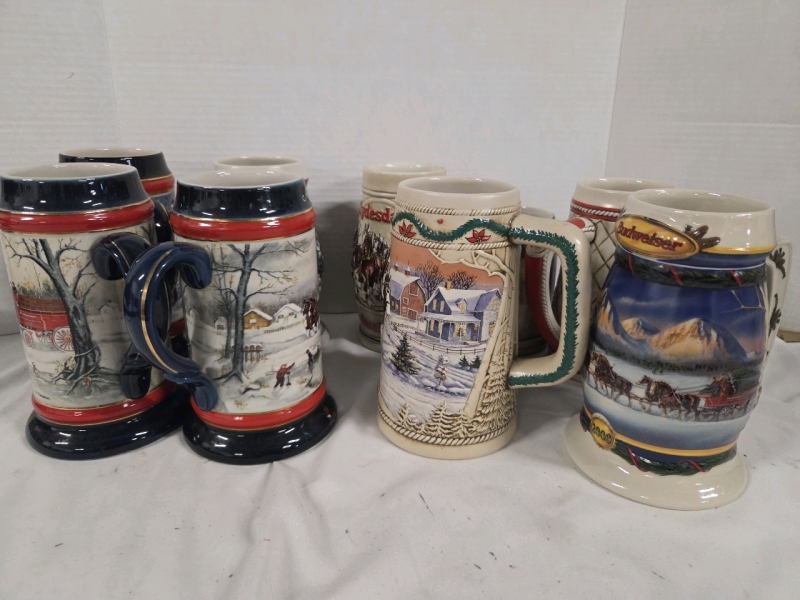 9 Vintage Variety Steins | Tallest Measures 7"