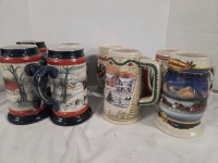 9 Vintage Variety Steins | Tallest Measures 7"