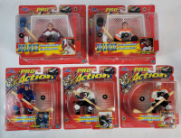 5 Vintage 1998 Starting Lineup Pro Action Hockey 5" Action Figures w/Real Slapshot Action . Gretzky , Kariya , Lindros , Vanbiesbrouck & Roy . Sealed