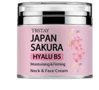 New TRSTAY Japan Sakura Moisturizing and Firming Neck and Face Cream HYALU B5 size in description