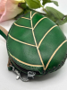Handcrafted Genuine Leather Leaf Coin Purse with Colorful Caterpillar Key Holder / Card Wallet & Evening Clutch approximately 5.5 x 4 inch Strap 6 inch - 3