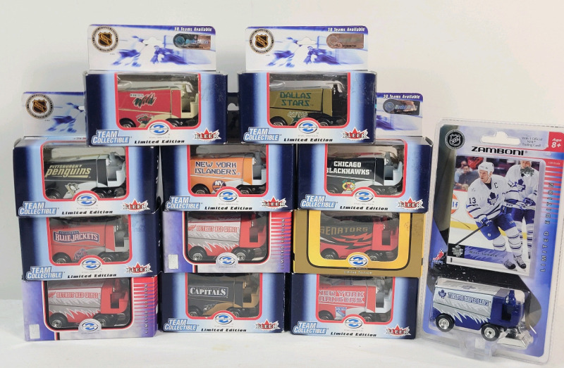12 New NHL Hockey Team Mini Zamboni Diecast Cars . 1:50 Scale