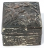 Gorgeous Antique Small Presumed Copper Japanese Pillbox With Cranes Relief - 1.75" &times; 1.3" &times; 0.75" Tall - 4