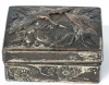 Gorgeous Antique Small Presumed Copper Japanese Pillbox With Cranes Relief - 1.75" &times; 1.3" &times; 0.75" Tall - 5