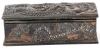 Stunning Antique Presumed Copper Small Box With Chinese Dragon Relief on Top - 1.5" &times; 3.65" &times; 1.25" High, Broken Lid Hinge - 5