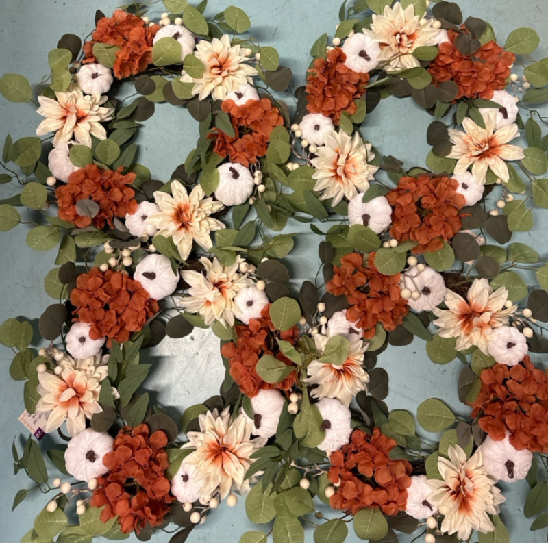 4 New Artificial Floral Wreaths| Measures 15"
