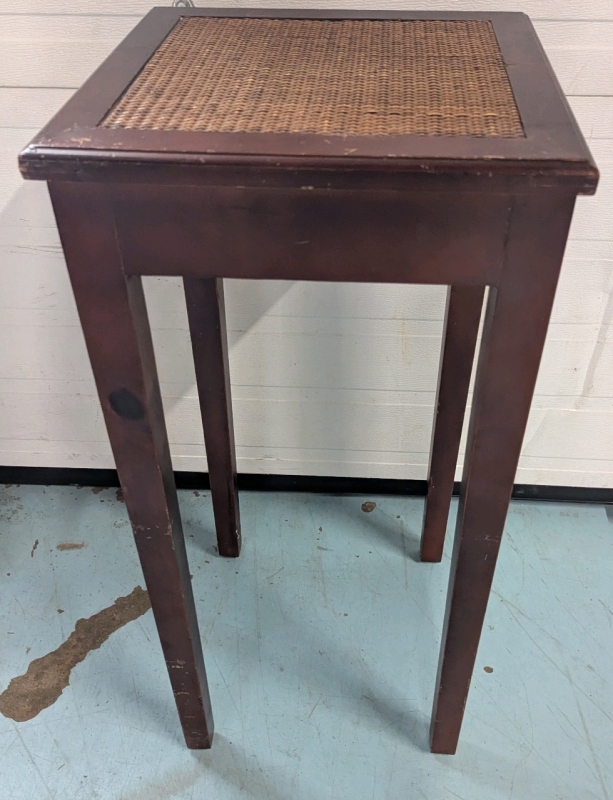 End table with Woven Style Inlay. 14" by 14" by 30"