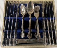Delco "Melinda III" Pattern Cutlery Set With Box. Box Measures 10" by 9" by 1.75"