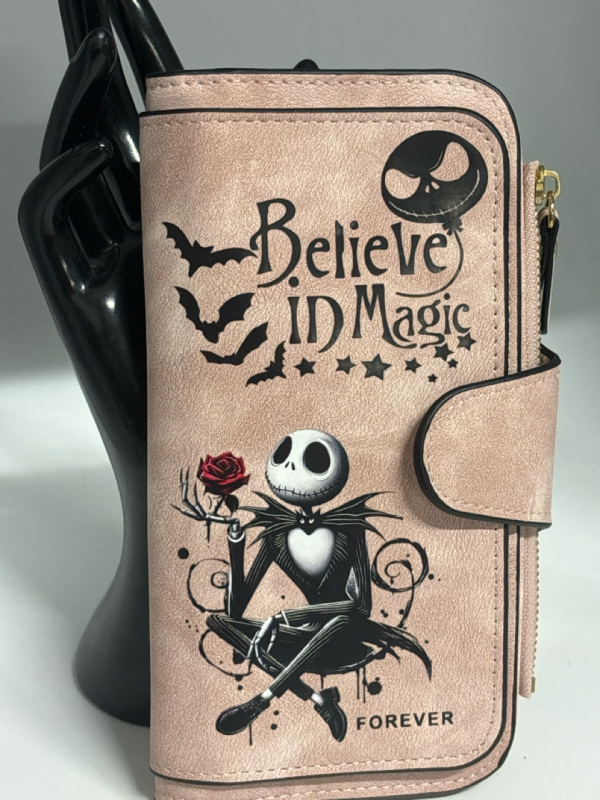 Jack Skellington Believe in Magic Forever Long Wallet Disney with a Coin Pocket / Zip Closure Approximately 7 inch