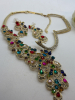 Colourful Peacock Bejeweled Tail. Necklace Matching Drop pierced Earrings sizes in description - 3