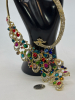 Colourful Peacock Bejeweled Tail. Necklace Matching Drop pierced Earrings sizes in description - 4