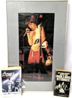 Vintage Framed Rare Philip Kamin Photo Poster with Mick Jagger's Hand Down His Pants (15.5" &times; 24.75") & 2 Vintage Rolling Stones Paperback Books