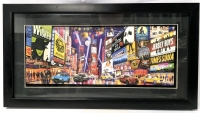 Times Square New York City Broadway Theatre 3D Paper Tole Shadow Box Picture - 16.65" &times; 8.8"