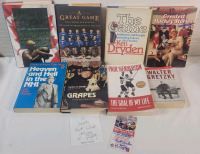 Eight (8) Hockey History / Biography Books and Walter Gretzky Autographs (no coa)