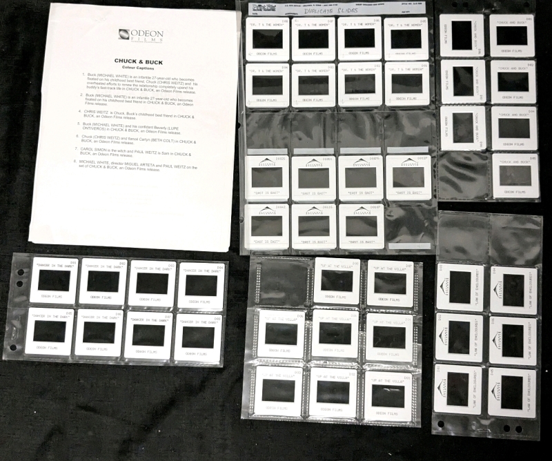 41 Odeon Films Press Kit Film Slides & Synopsis for "Chuck & Buck" (See Description For Films)