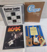 Four (4) Guitar Song Books . The Definitive AC/DC Songbook , Chicago Songbook , The Guitar Handbook & Guitar Logic Binder