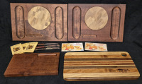 Vintage Baribocraft Wooden Cheese Trays with Cheese Knives +