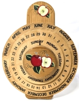 Vintage 1996 Signed Handpainted Cottagecore Wooden Perpetual Calendar - Tabletop or Wall-Mounted! 10" Diameter &times; 13" Tall