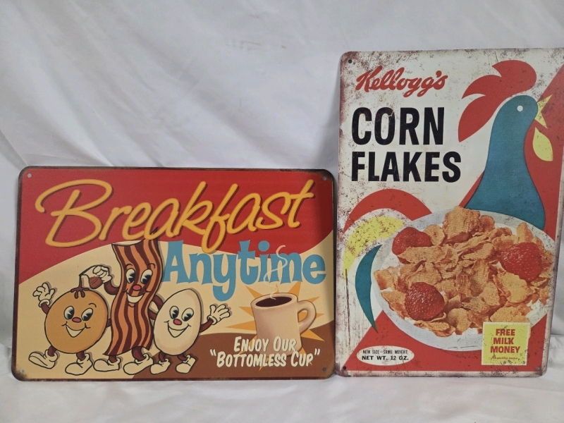 2 New | 12" x 8" Breakfast Themed Signs