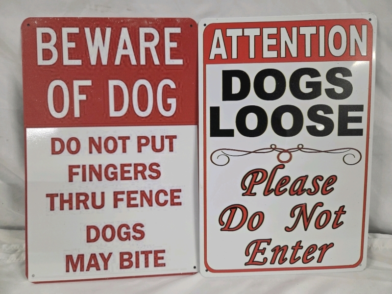 2 New | 12" x 8" Beware of Dog Themed Signs
