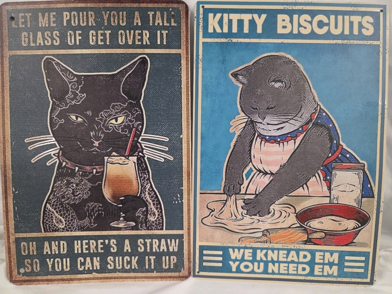 New | 12" x 8" Cat Themed Signs