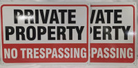 2 New | 10" x 14" "Private Property No Trespassing" Signs