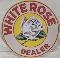 New | 12" "White Rose Dealer" Sign