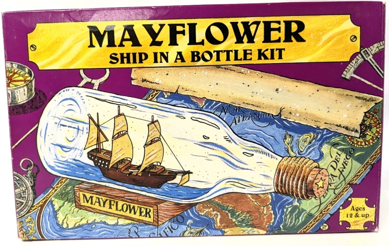 Vintage As-New 1984 MAYFLOWER Ship in a Bottle Kit by Woodkrafter Kits (No. 204) <br/>