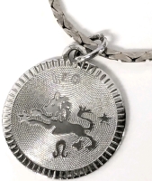 LEO Astrology Sign (July 23 - August 22) Sterling Silver Pendant on 18" Signed STB BY 925 Long Chain
